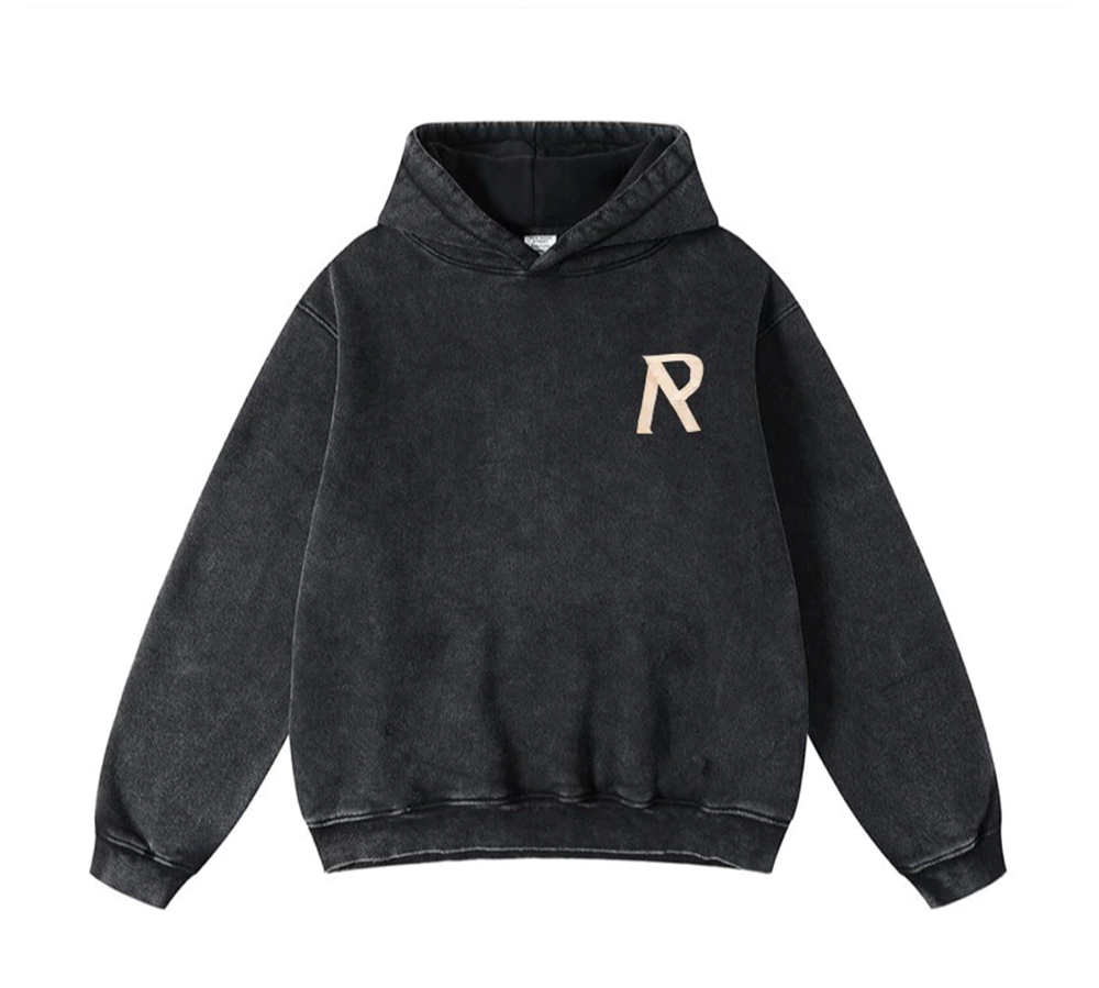 Represent Masking Tape Initial Hoodie - Stained Black