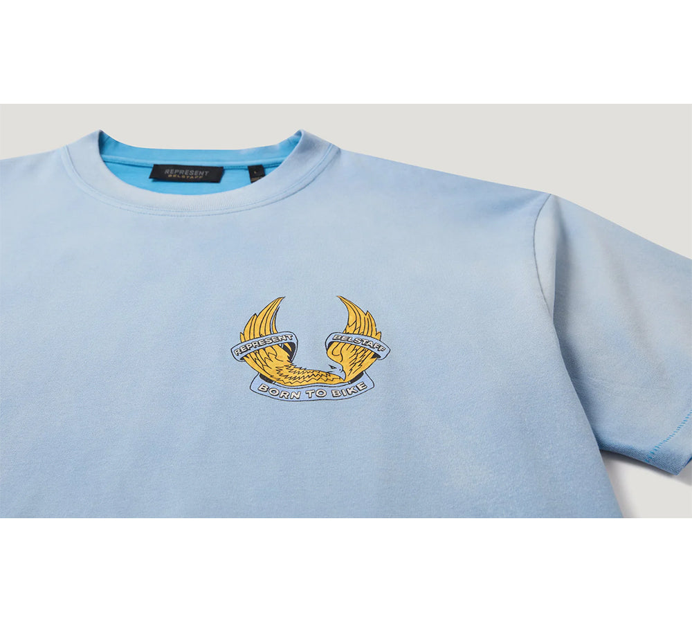 Represent X Belstaff Born To Bike T-Shirt - Washed Blue