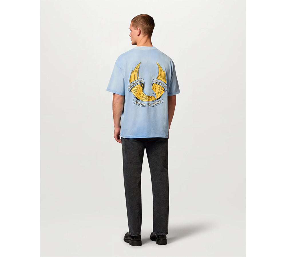 Represent X Belstaff Born To Bike T-Shirt - Washed Blue