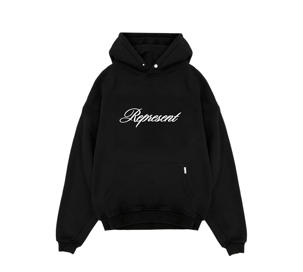 Represent Script Logo Hoodie - Black