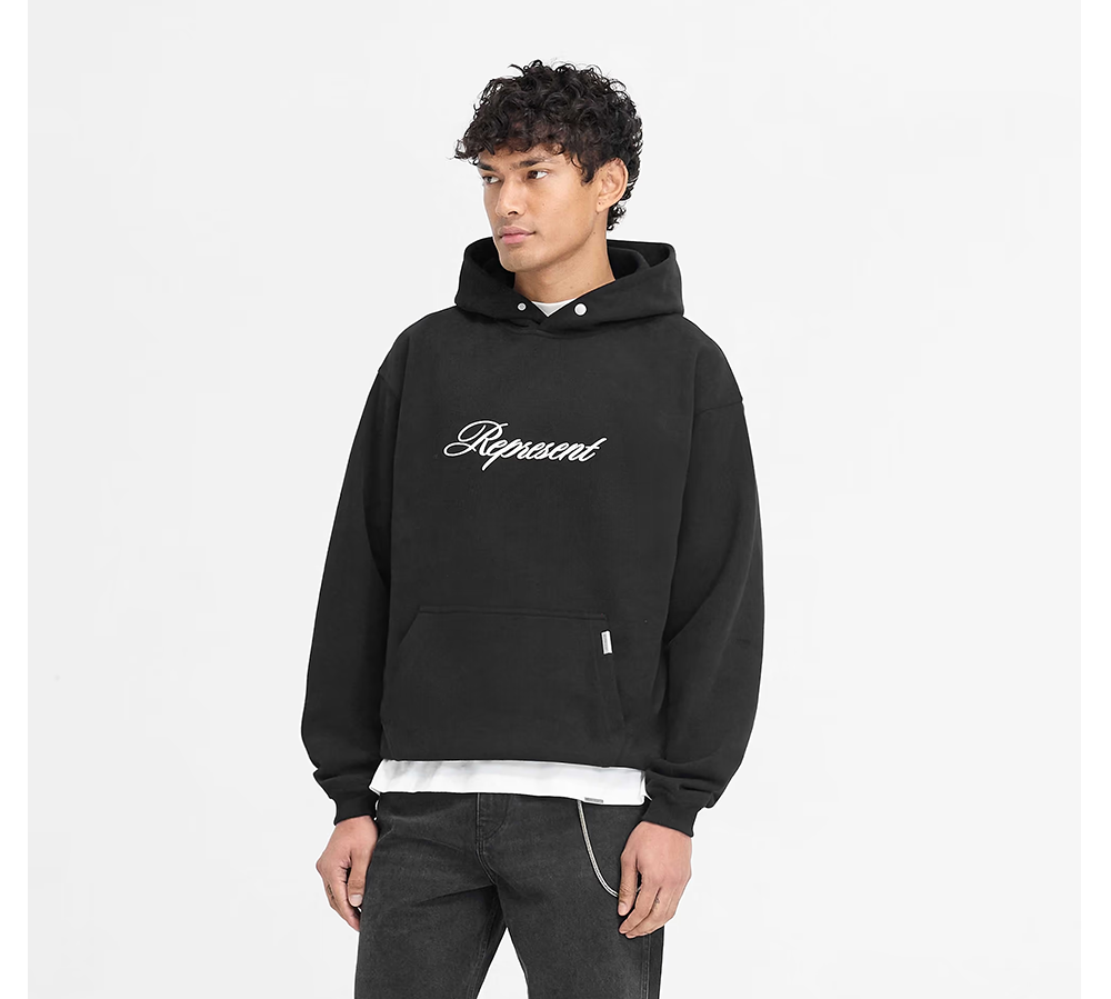 Represent Script Logo Hoodie - Black