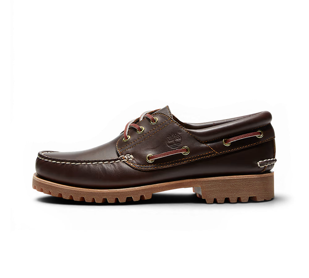 Timberland® 3-Eye Lug Handsewn Boat Shoe - Brown Full-Grain Leather