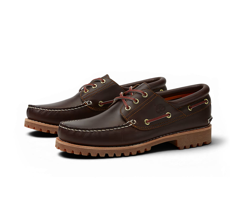 Timberland® 3-Eye Lug Handsewn Boat Shoe - Brown Full-Grain Leather