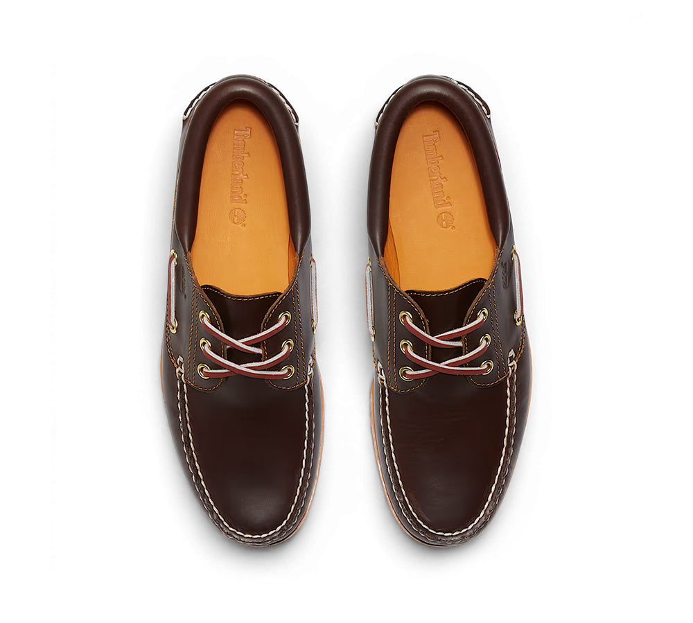 Timberland® 3-Eye Lug Handsewn Boat Shoe - Brown Full-Grain Leather