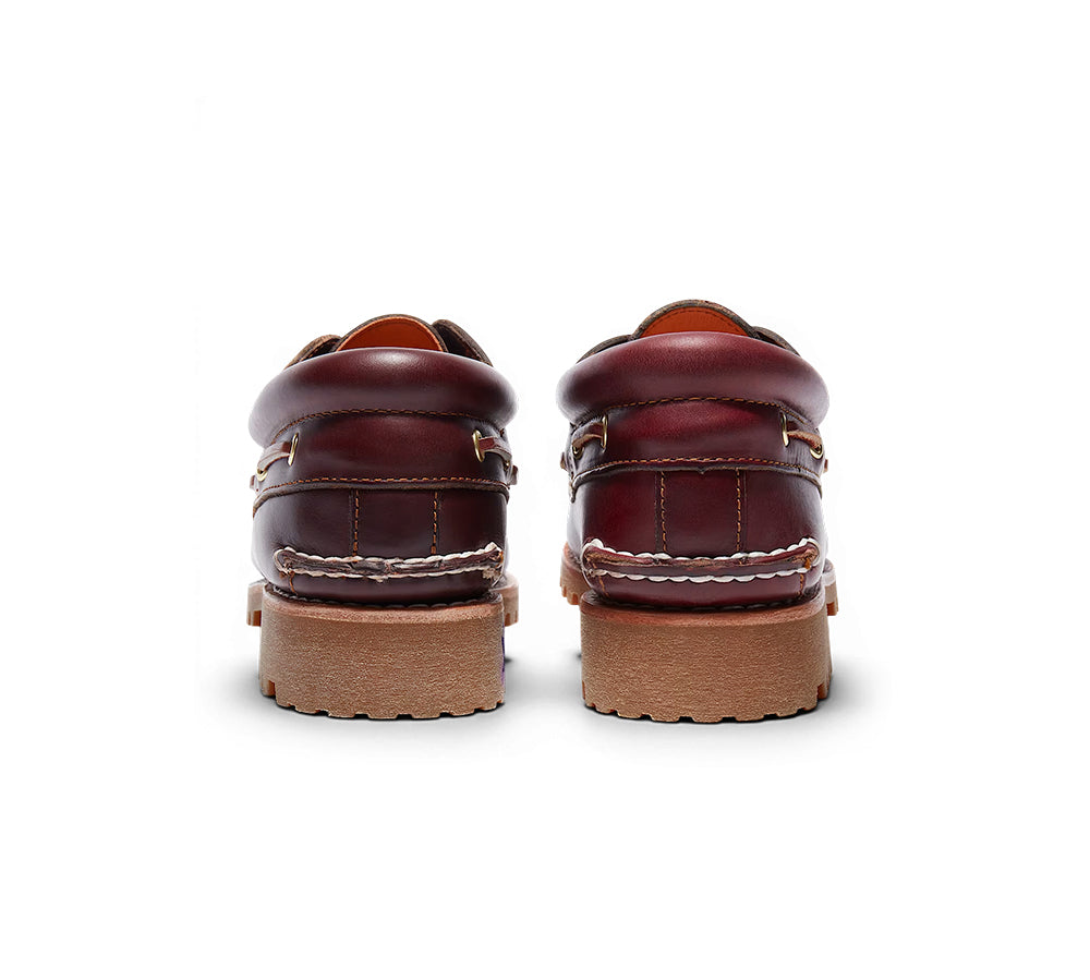 Timberland® 3-Eye Lug Handsewn Boat Shoe - Burgundy