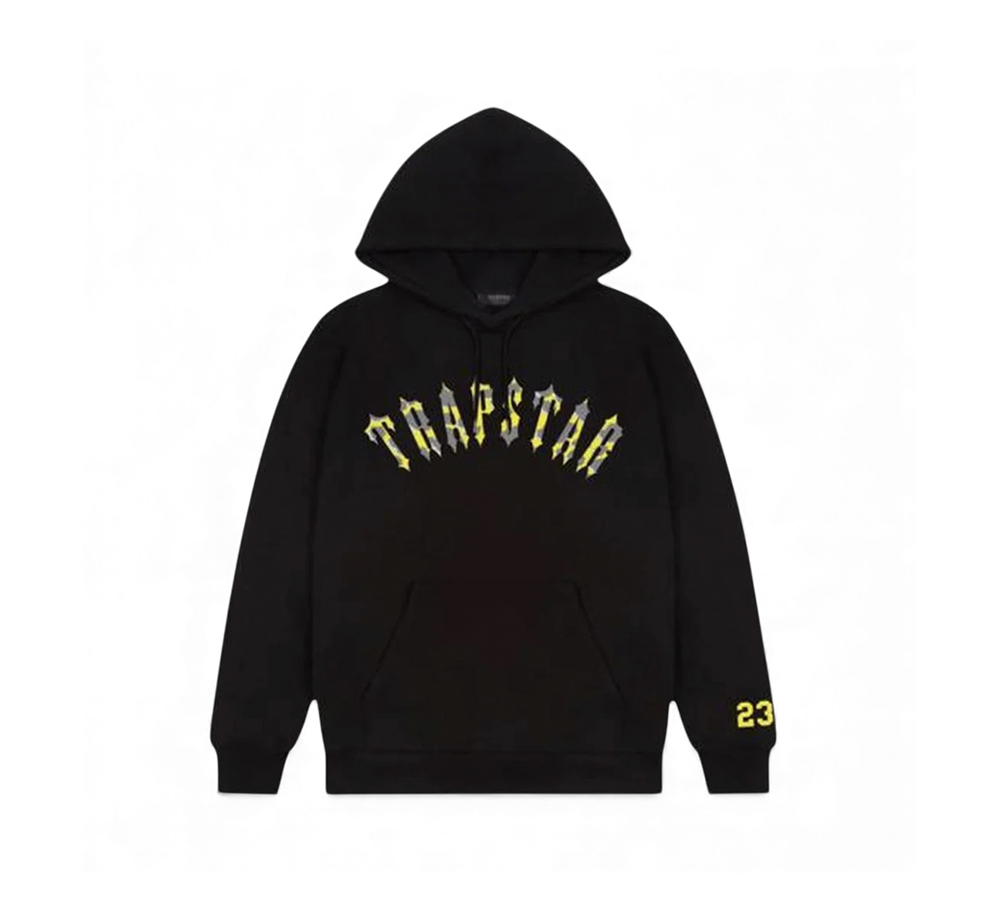 Trapstar X Central Cee 23 Arched Hoodie - Black Yellow Camo