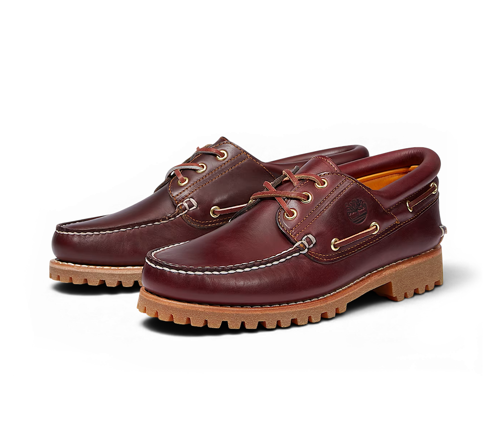 Timberland® 3-Eye Lug Handsewn Boat Shoe - Burgundy