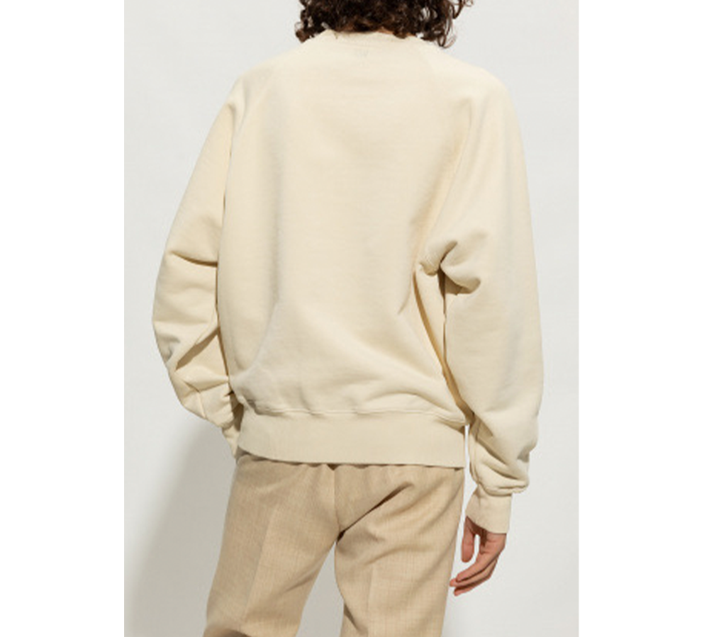 Ami Paris Ami De Coeur Tonal Boxy Fit Crewneck - Beige