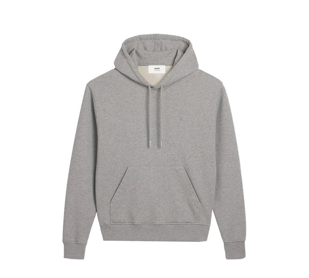 AMI Paris Men's Tonal Heart Hoodie - Heather Grey (USADO)