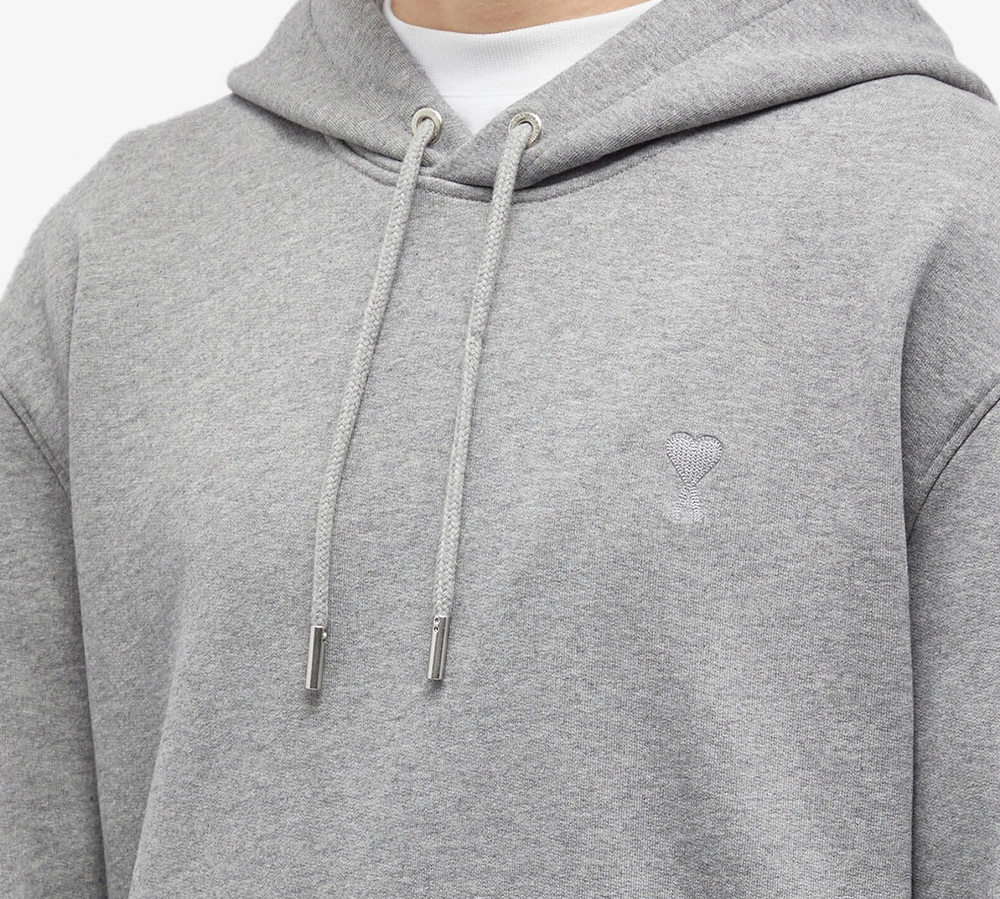 AMI Paris Men's Tonal Heart Hoodie - Heather Grey (USADO)