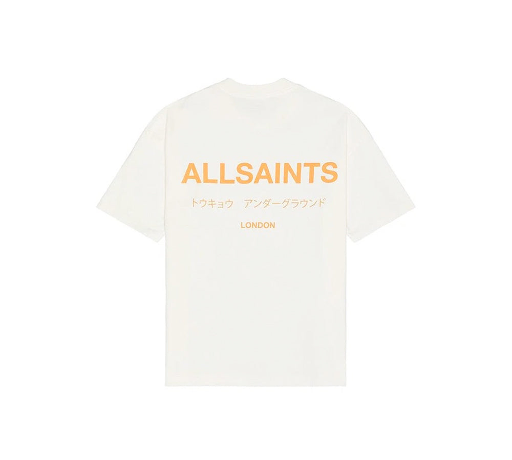 T-Shirt ALLSAINTS Underground Oversized Crew Neck - WHITE/Orange