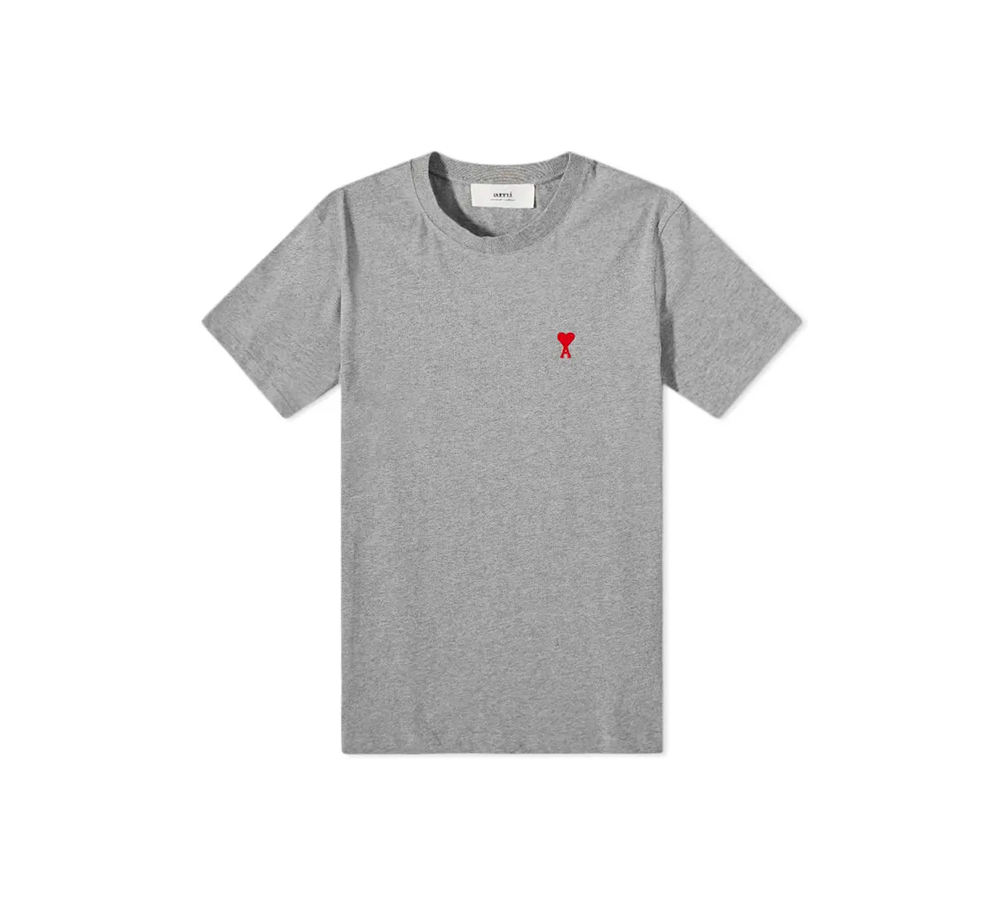 Ami Paris Small A Heart T-Shirt - Heather Grey