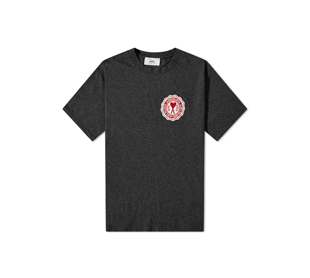 Ami Paris Patch T-Shirt - Anthracite