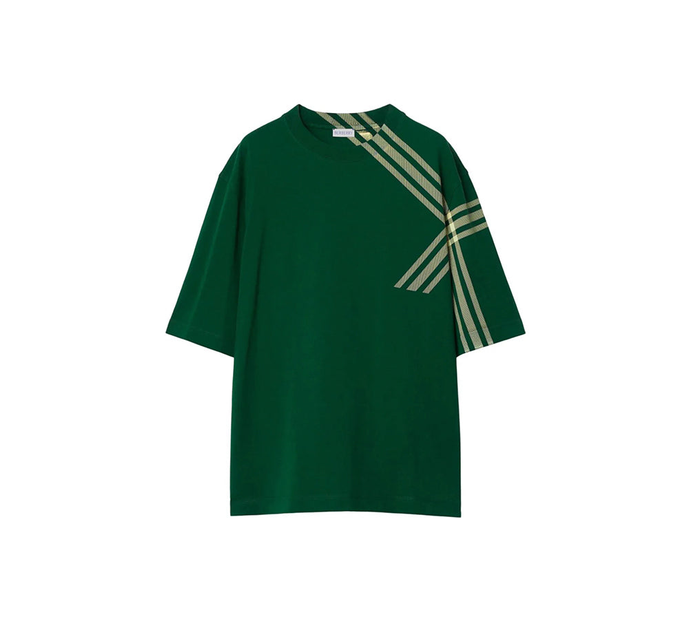 Burberry Checked Crewneck T-Shirt - Green