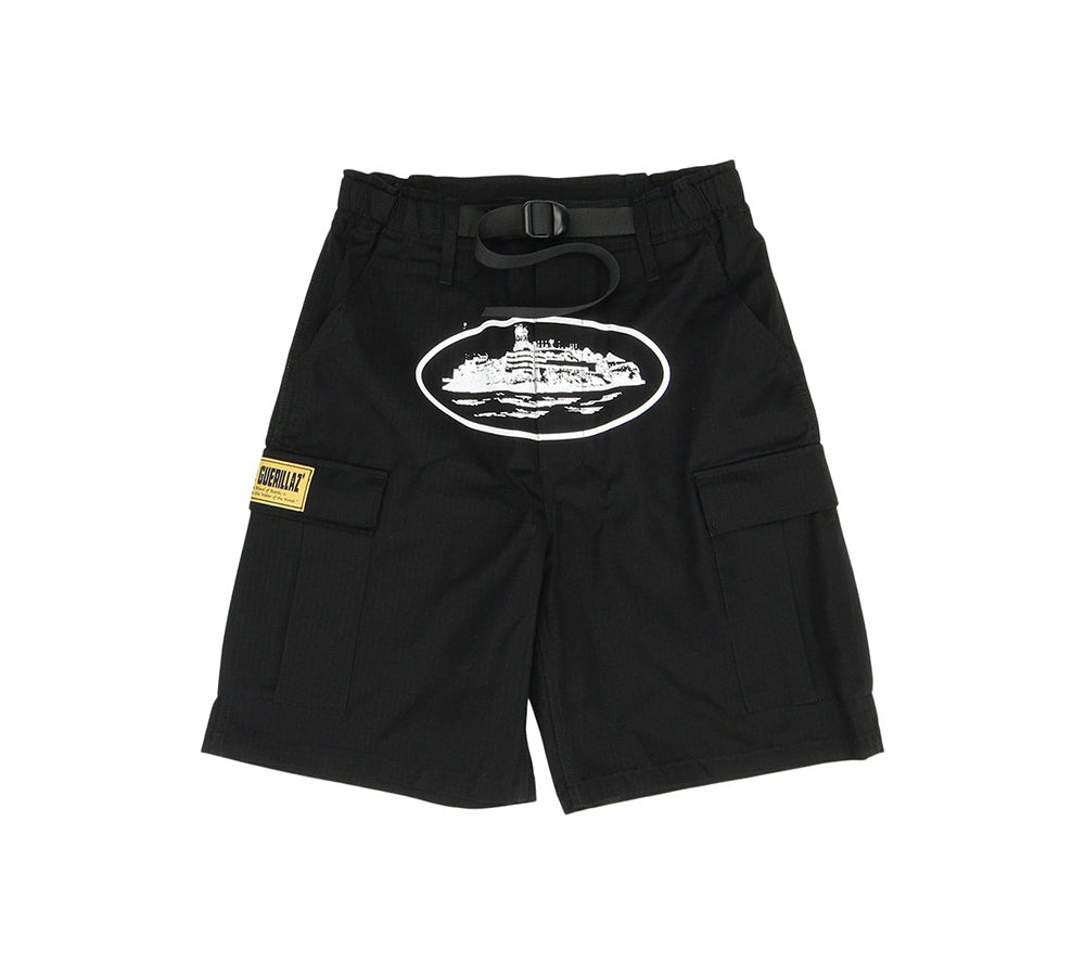 Corteiz Guerillaz Cargo Shorts - Black