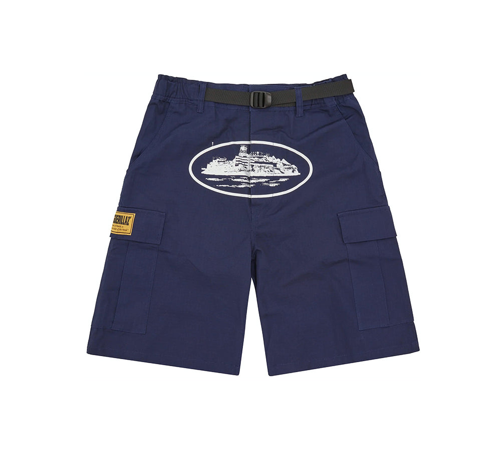 Corteiz Alcatraz Cargo Shorts - Navy