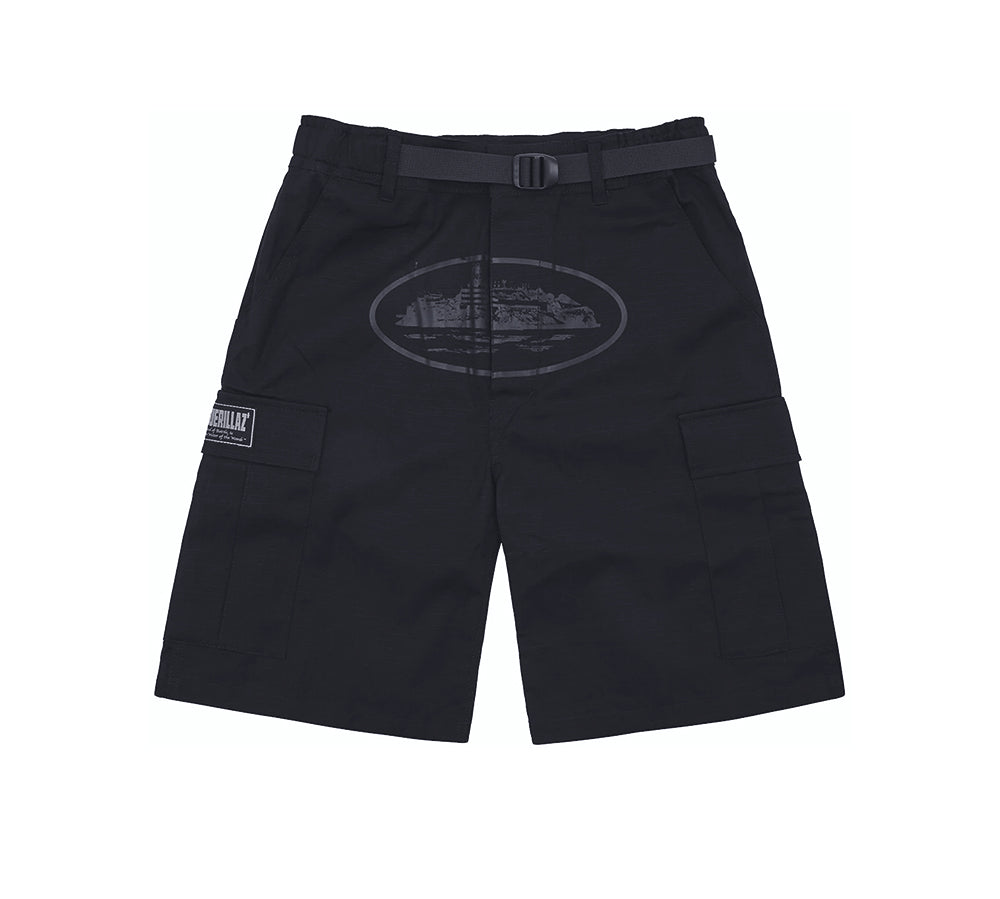 Corteiz Alcatraz Cargo Shorts - Triple Black