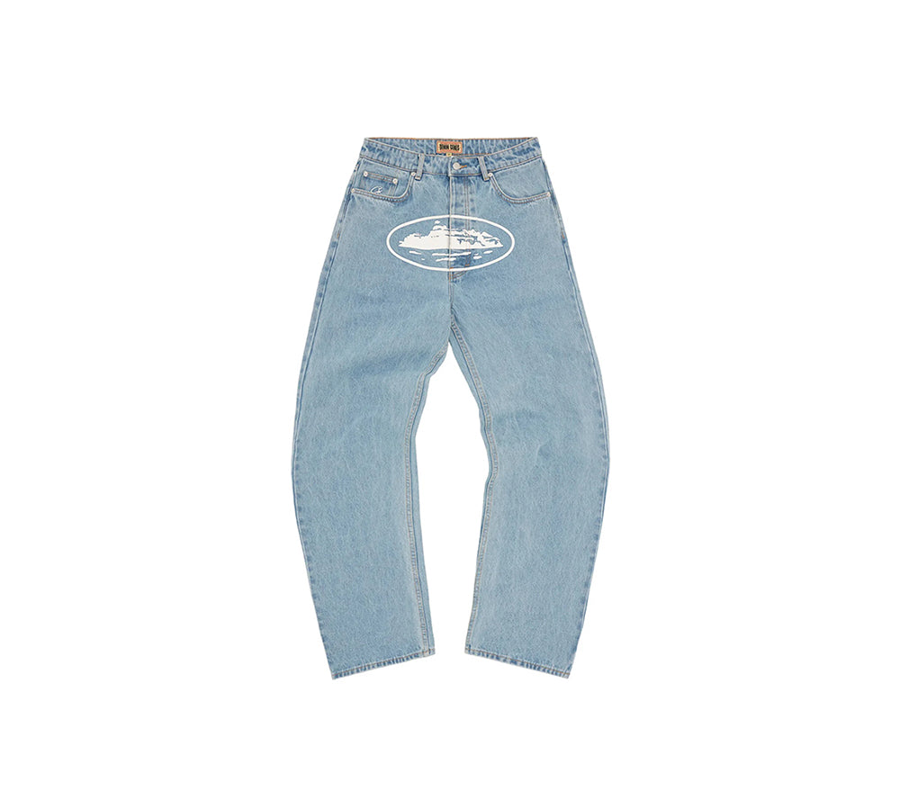 Corteiz Alcatraz Baggy Jeans - Washed Blue