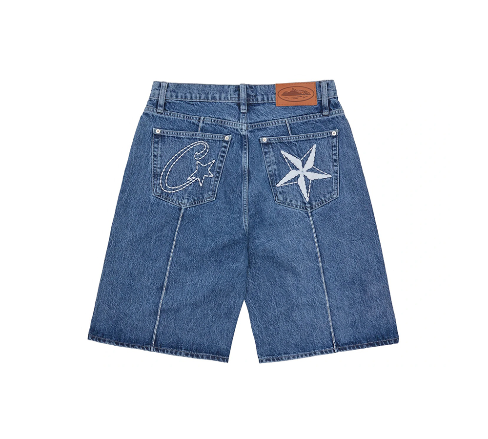 Corteiz C-Star Denim Shorts - Faded Blue