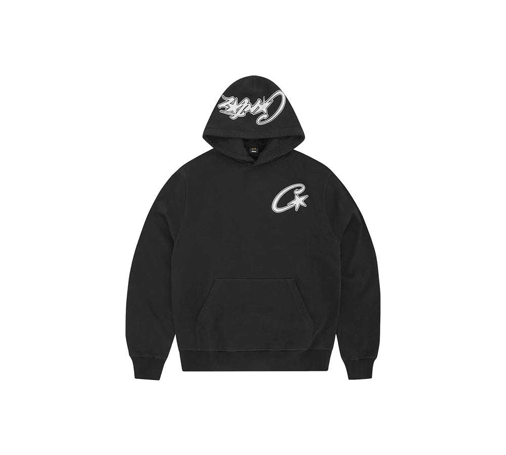 Corteiz Satin C Star Appliqué Hoodie  - Black