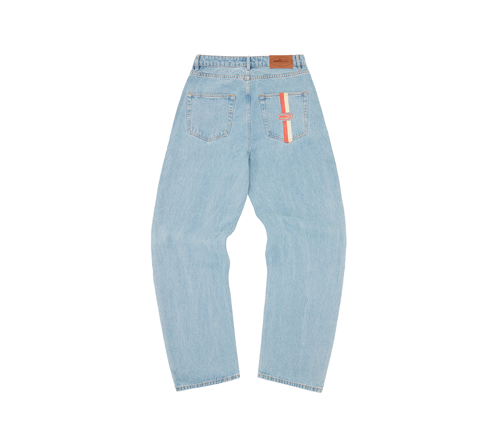 Corteiz Dual Stripe Baggy Jeans - Stone Wash