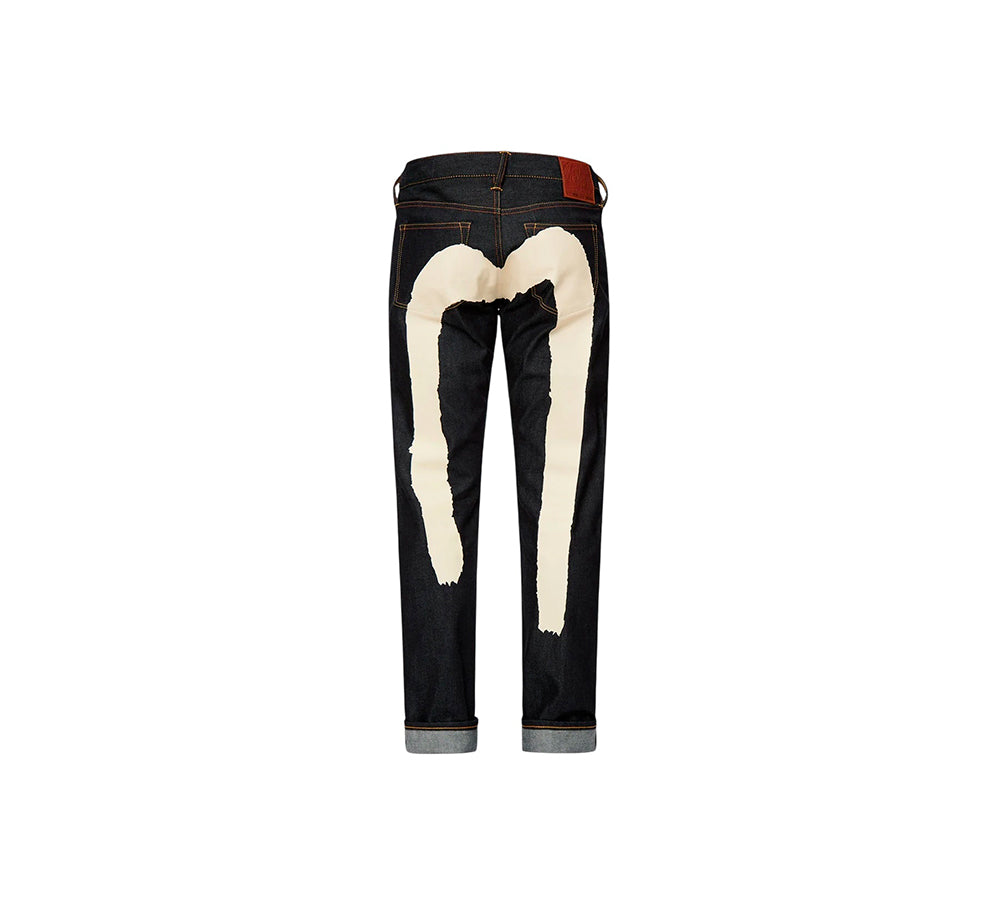 Evisu Ecru Brushstroke Daicock - Slim Straight Fit Jeans