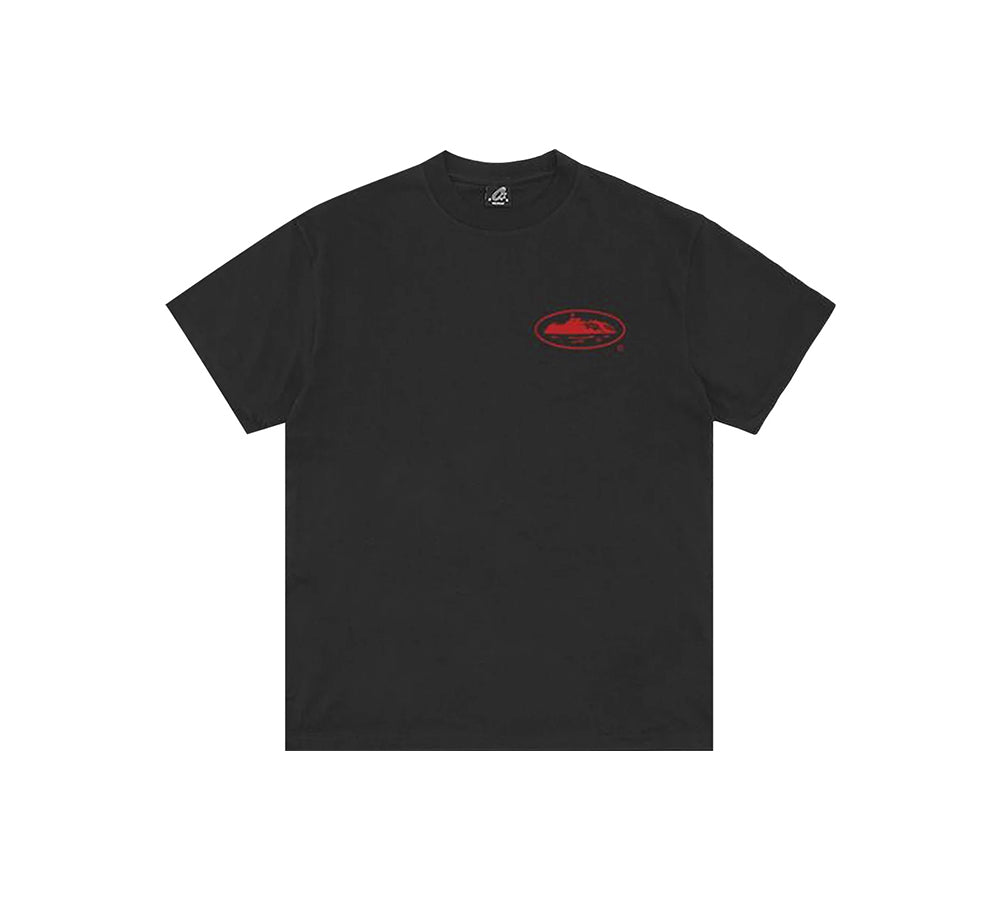 Corteiz Halftone Island Tee New Blank - Black/Red