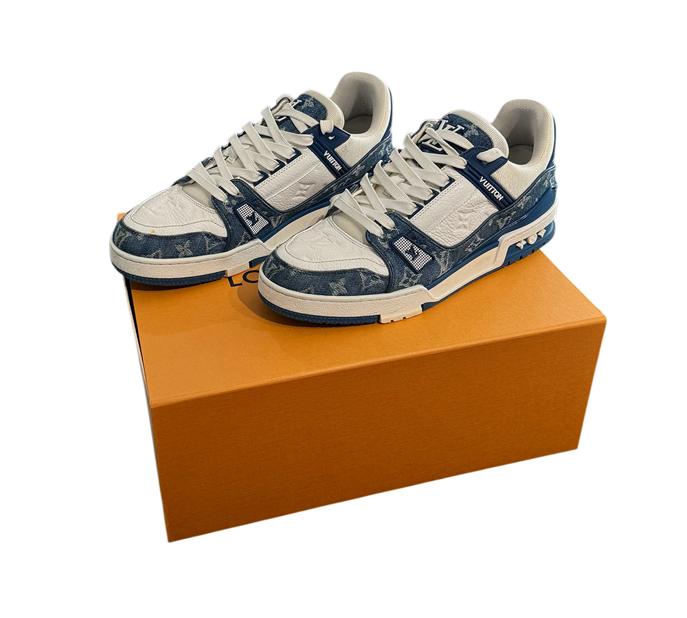Louis Vuitton LV Trainer - Monogram Denim White Blue (USADO) 8 1/2