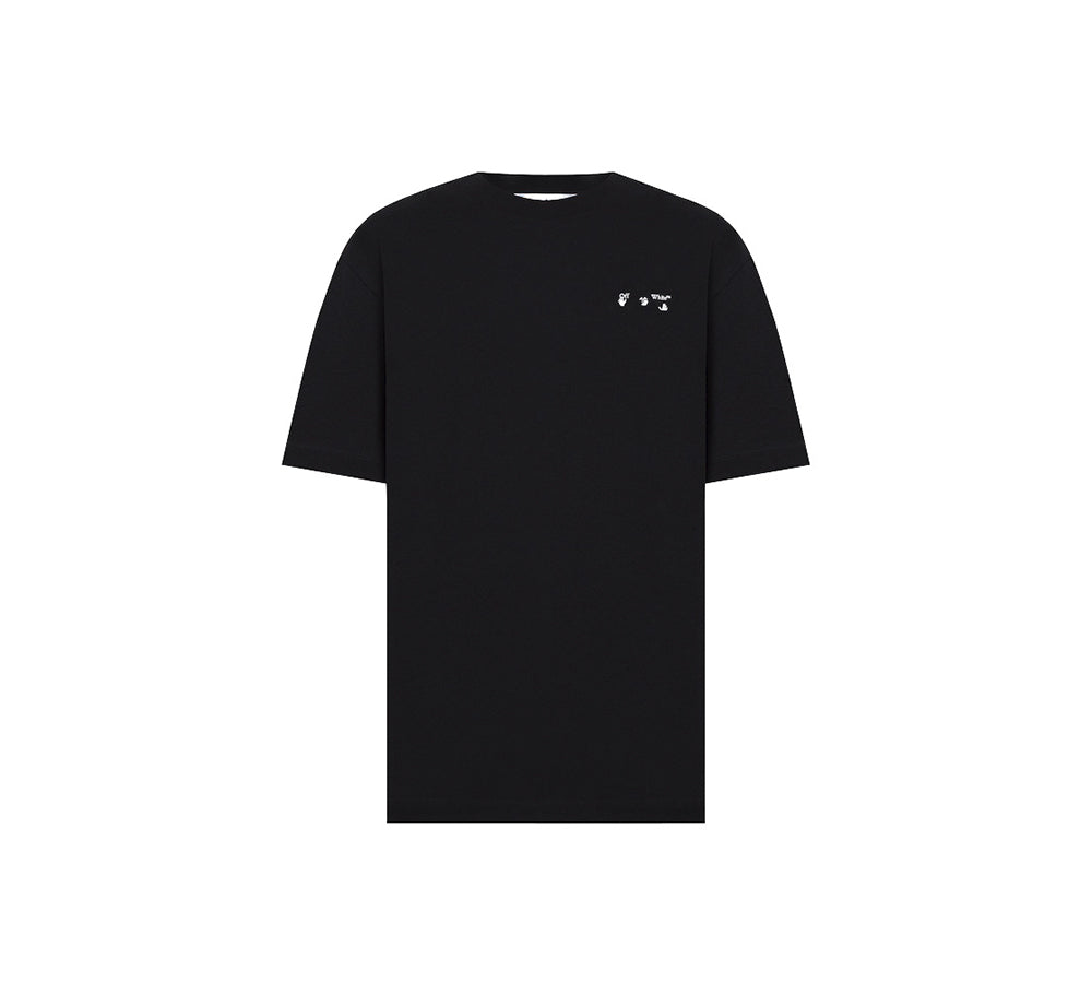 OFF-WHITE  T-SHIRT WITH TEXTURED LOGO - BLACK