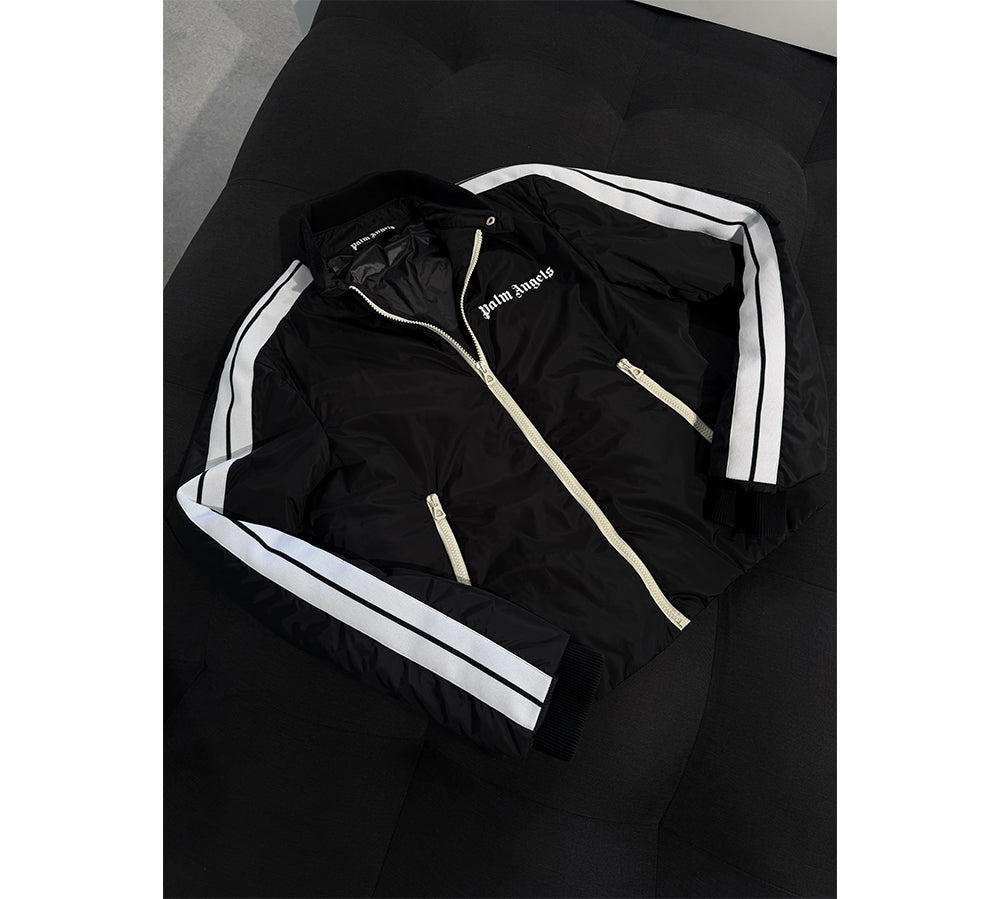 Palm Angels Lightweight Puffer Track Jacket - Black/White (USADO)