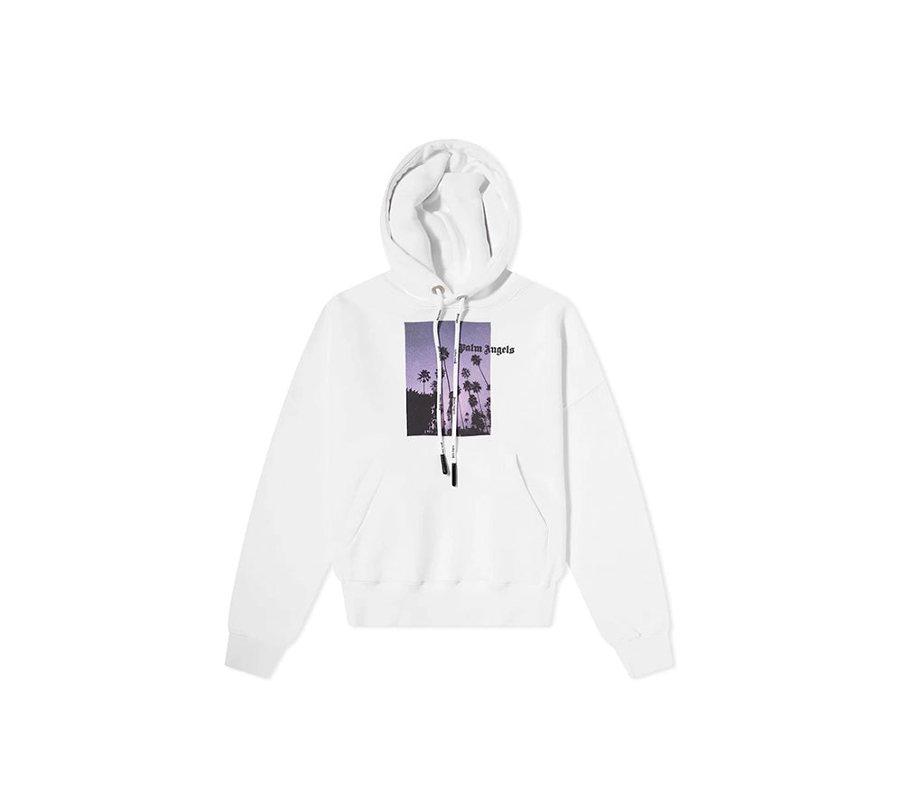 Palm Angels Stars and Palms Popover Hoodie - White/Black/Purple Sunset