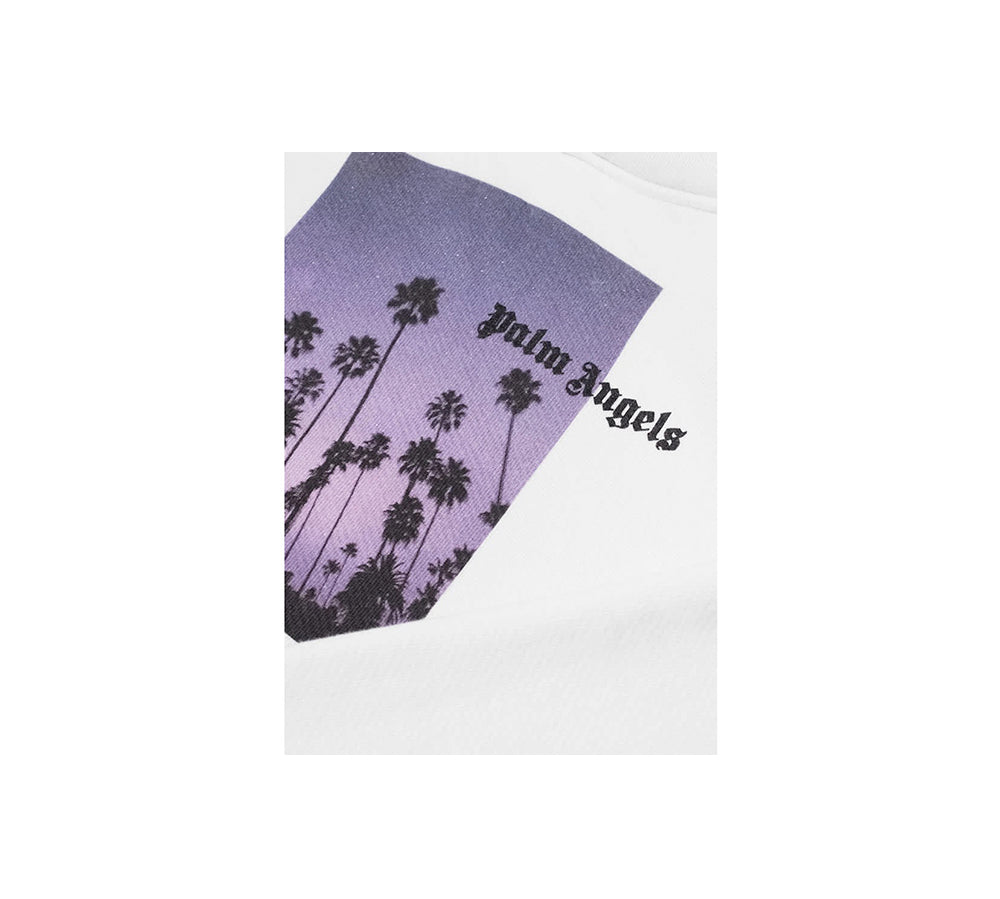 Palm Angels Stars and Palms Popover Hoodie - White/Black/Purple Sunset