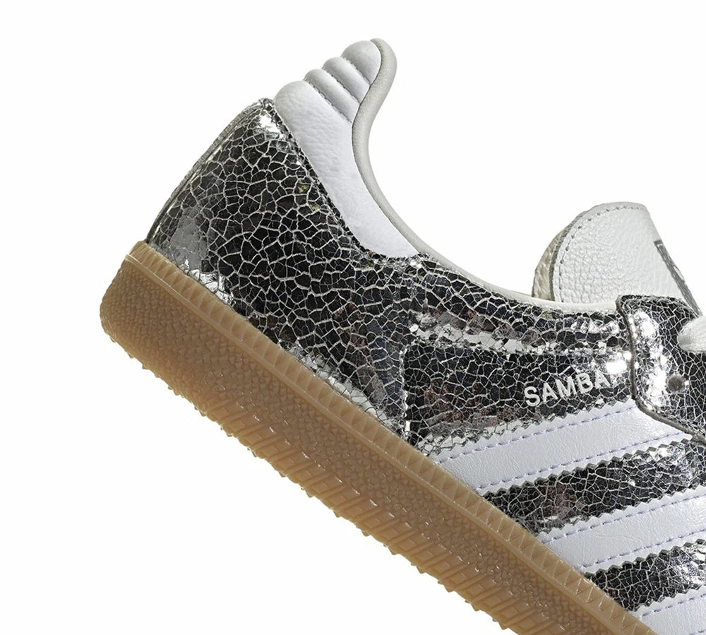 adidas Samba OG - Silver Metallic Cracked Leather