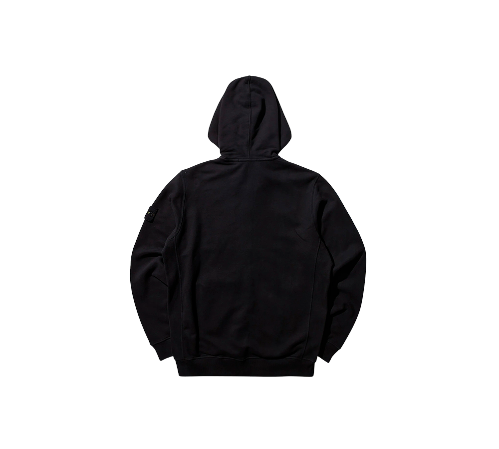 Stone Island Brushed Organic Cotton Fleece Zip Up Hoodie - Black