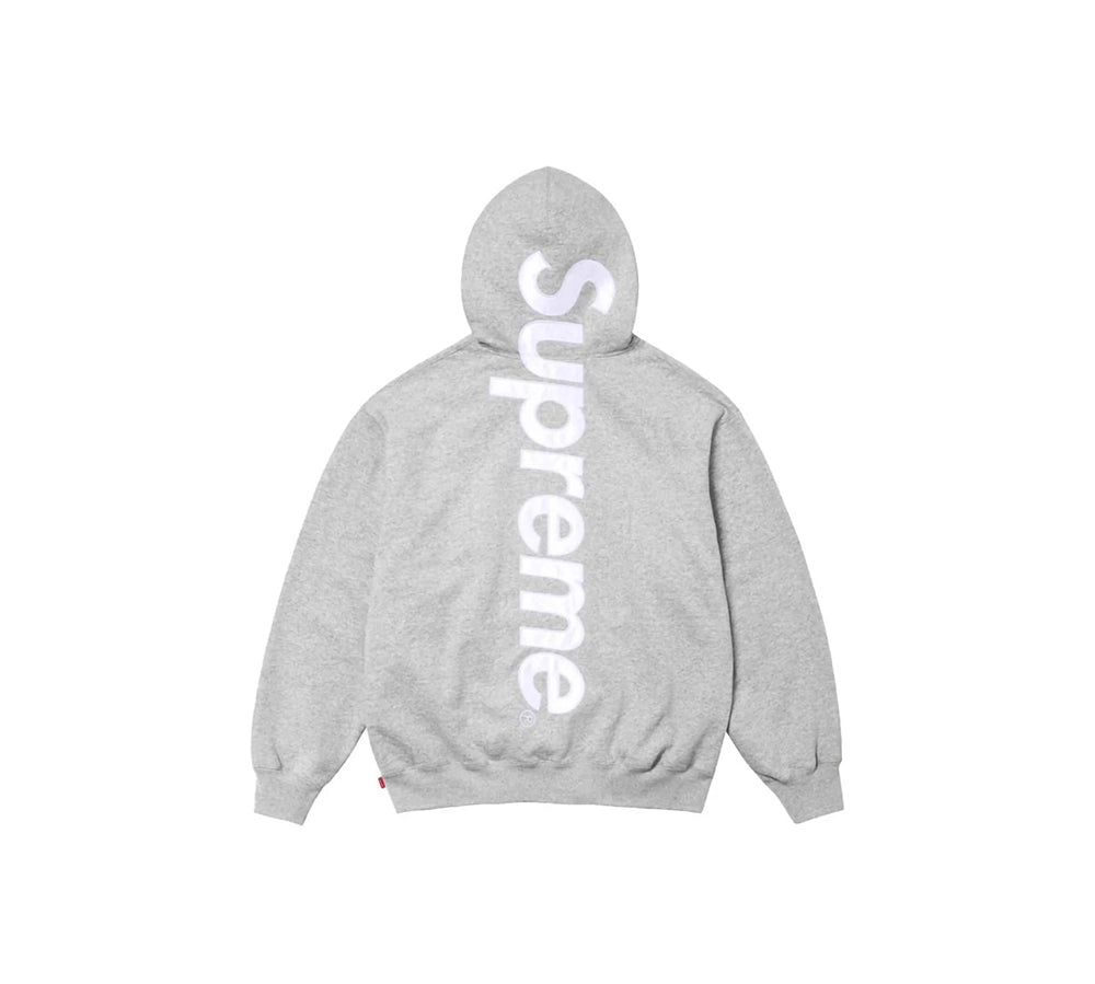 Supreme Satin Applique Hooded Sweatshirt (FW24) - Heather Grey