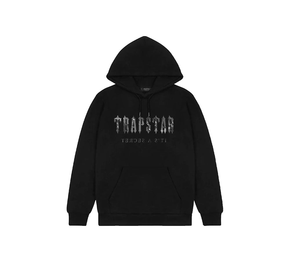 Trapstar Decoded Camo Hoodie - Blackout Edition
